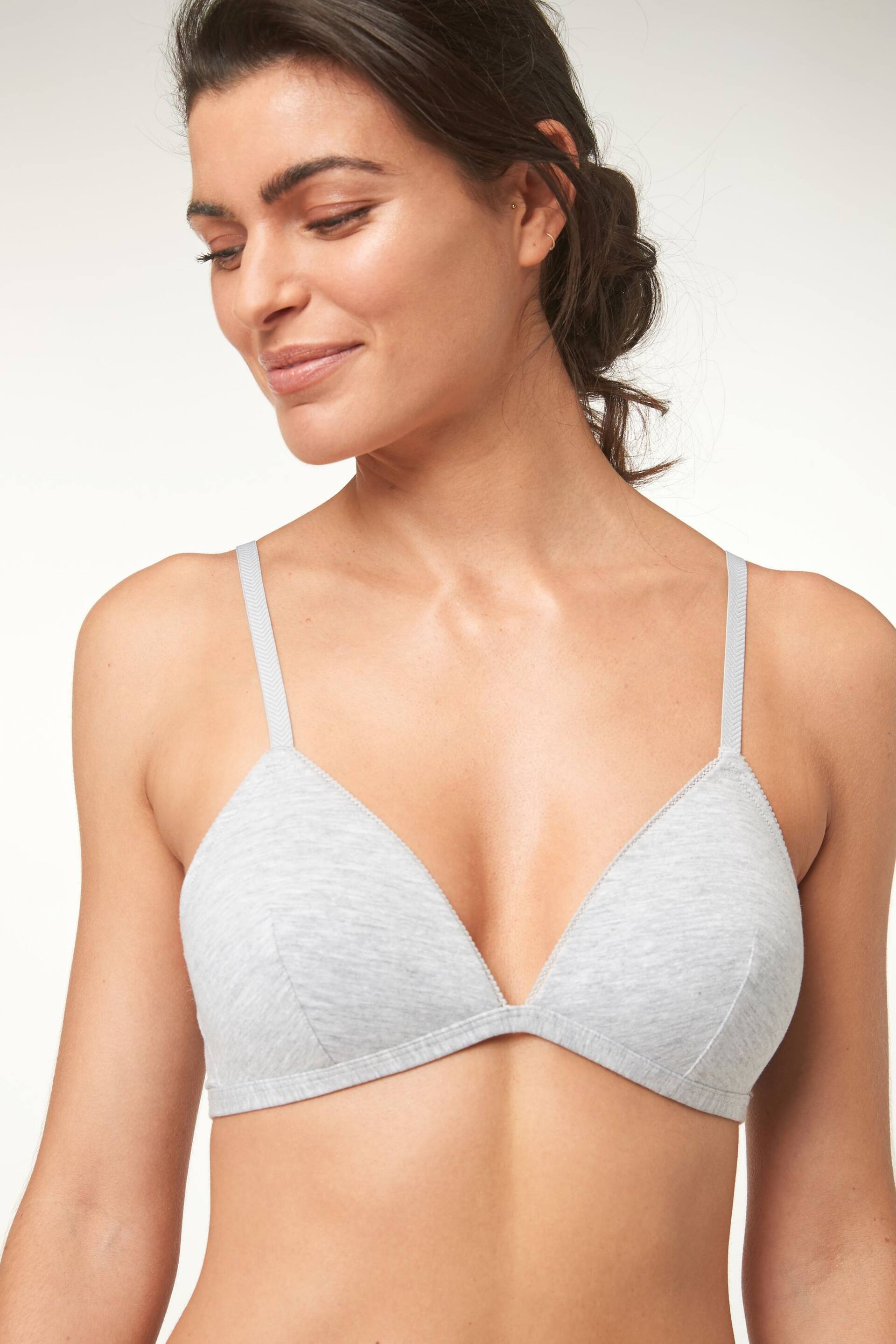 Navy Blue/Grey Marl/White Pad Non Wire First Bras 3 Pack - Image 8 of 12