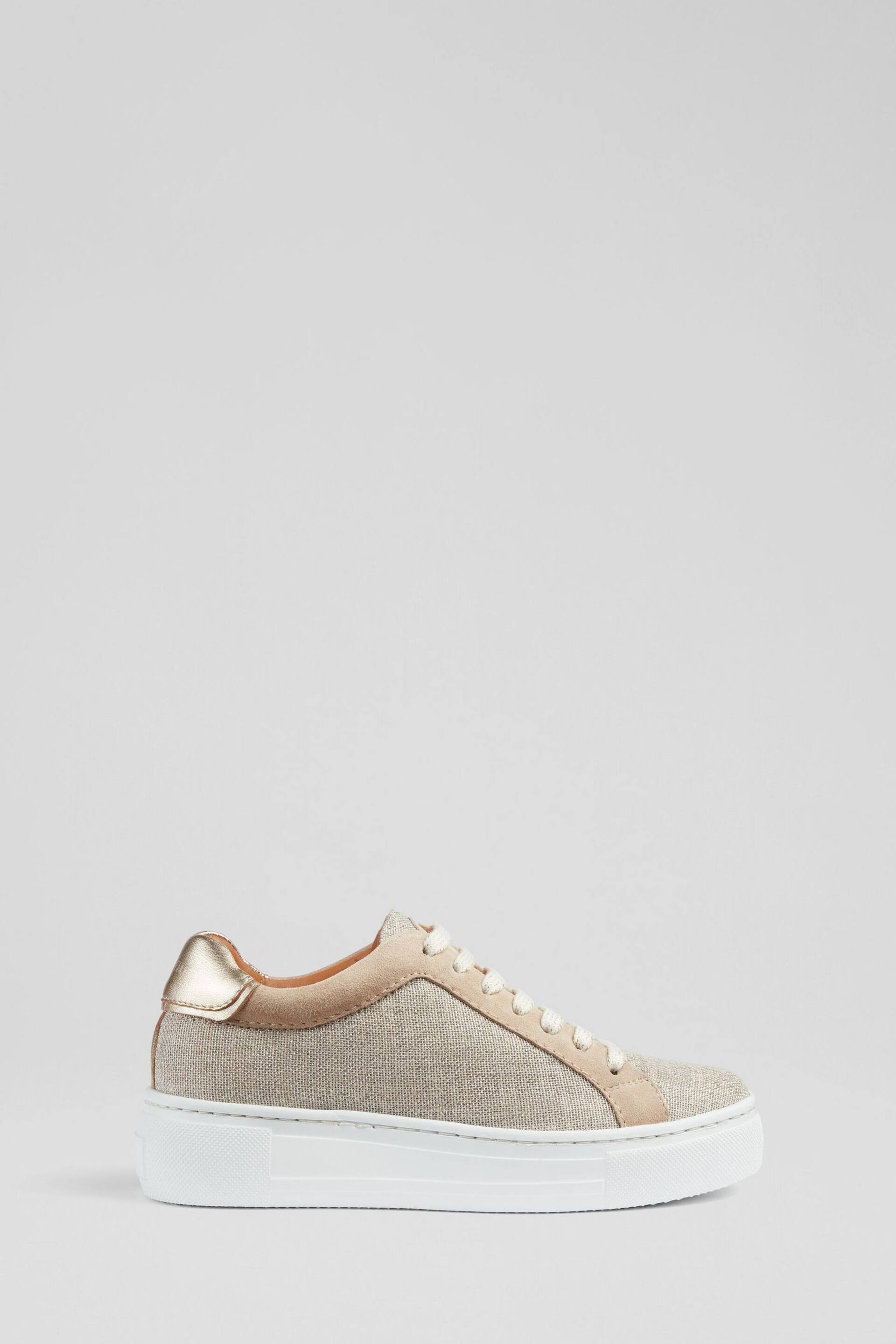 LK Bennett Fabric And Beige Suede Flatform Trainers - Image 1 of 4