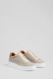 LK Bennett Fabric And Beige Suede Flatform Trainers - Image 2 of 4