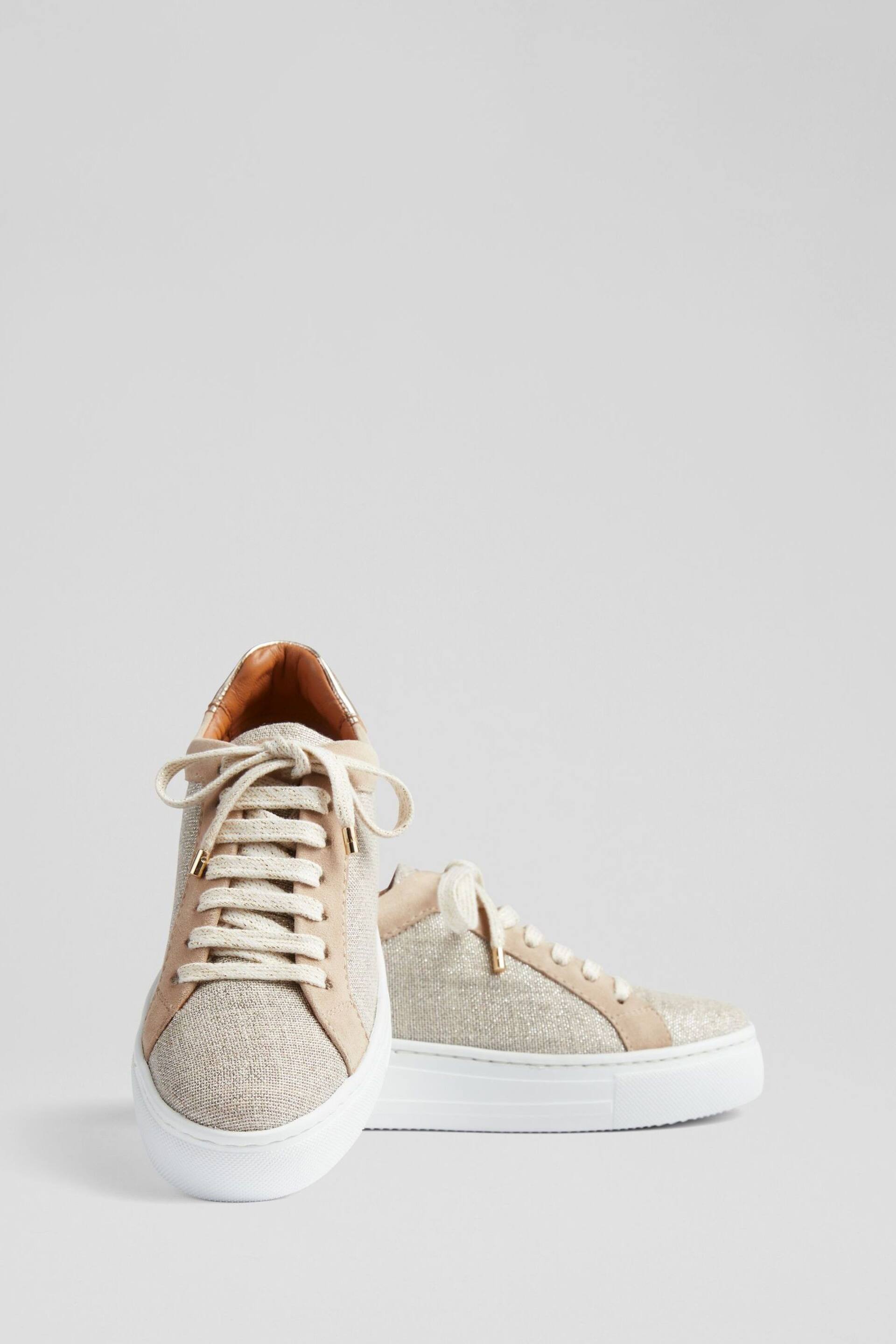 LK Bennett Fabric And Beige Suede Flatform Trainers - Image 3 of 4