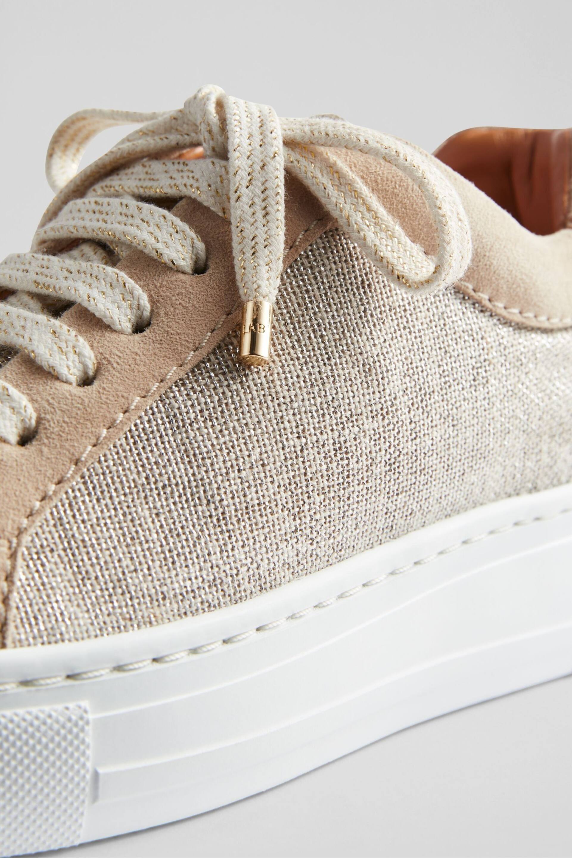 LK Bennett Fabric And Beige Suede Flatform Trainers - Image 4 of 4