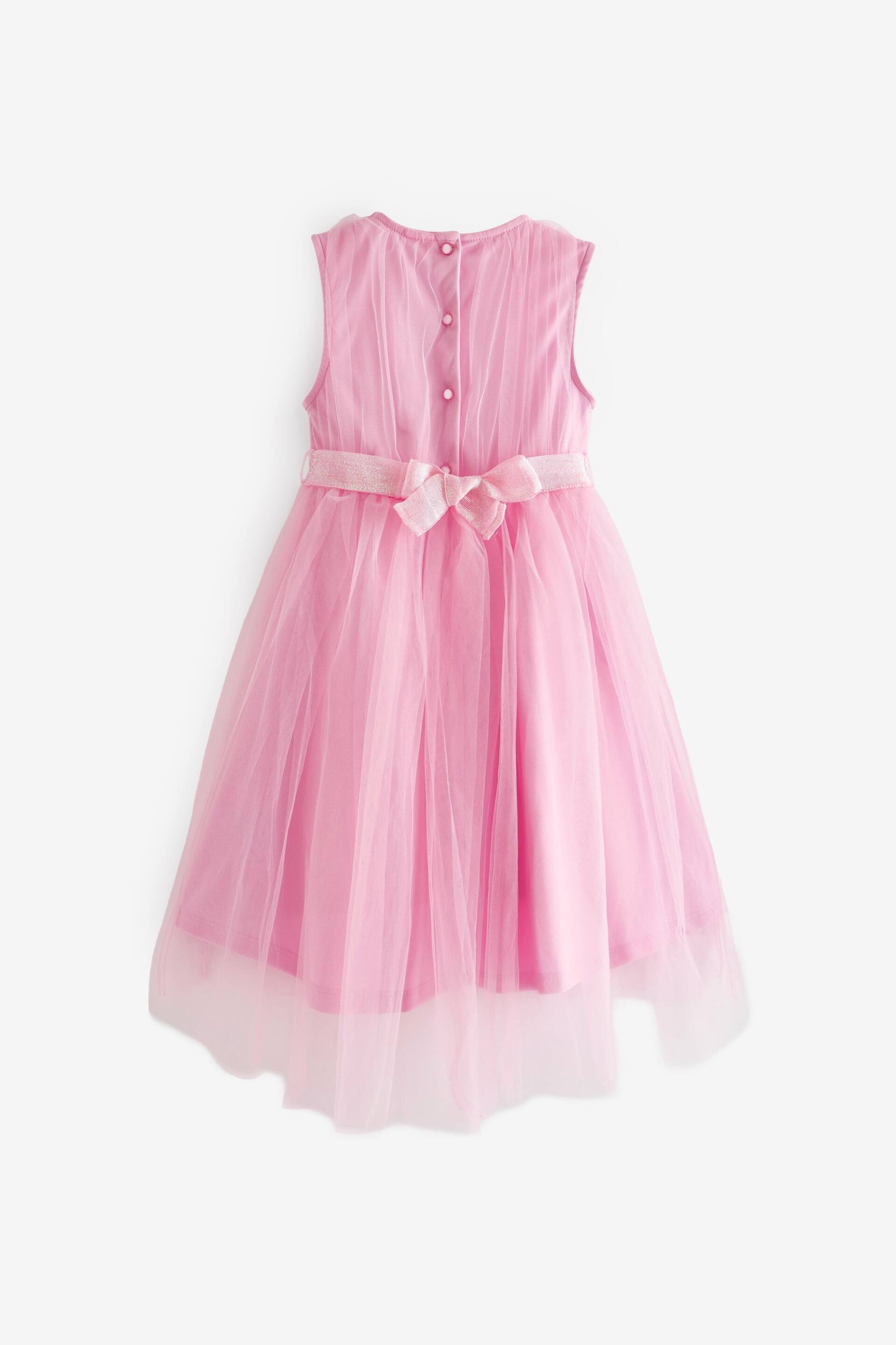 Pale Pink Mesh Tie Back Party Dress (3-16yrs) - Image 13 of 13