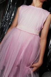 Pale Pink Mesh Tie Back Party Dress (3-16yrs) - Image 4 of 13