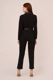 Adrianna Papell Black Crepe Tuxedo Jumpsuit - Image 2 of 7