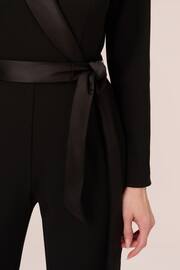 Adrianna Papell Black Crepe Tuxedo Jumpsuit - Image 5 of 7