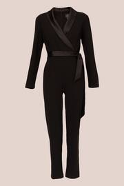 Adrianna Papell Black Crepe Tuxedo Jumpsuit - Image 6 of 7