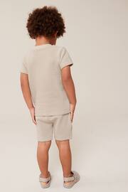 Neutral Textured Jersey Pocket T-Shirt and Shorts Set (3mths-7yrs) - Image 2 of 8