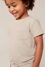 Neutral Textured Jersey Pocket T-Shirt and Shorts Set (3mths-7yrs) - Image 3 of 8
