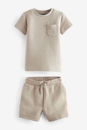Neutral Textured Jersey Pocket T-Shirt and Shorts Set (3mths-7yrs) - Image 6 of 8