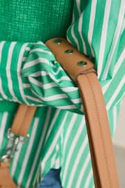 Tan Brown Leather Pocket Zip Grab Bag - Image 5 of 8