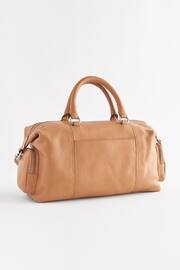 Tan Brown Leather Pocket Zip Grab Bag - Image 7 of 8