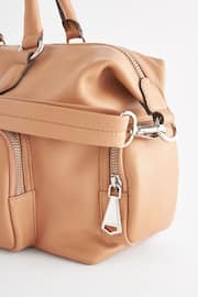 Tan Brown Leather Pocket Zip Grab Bag - Image 8 of 8