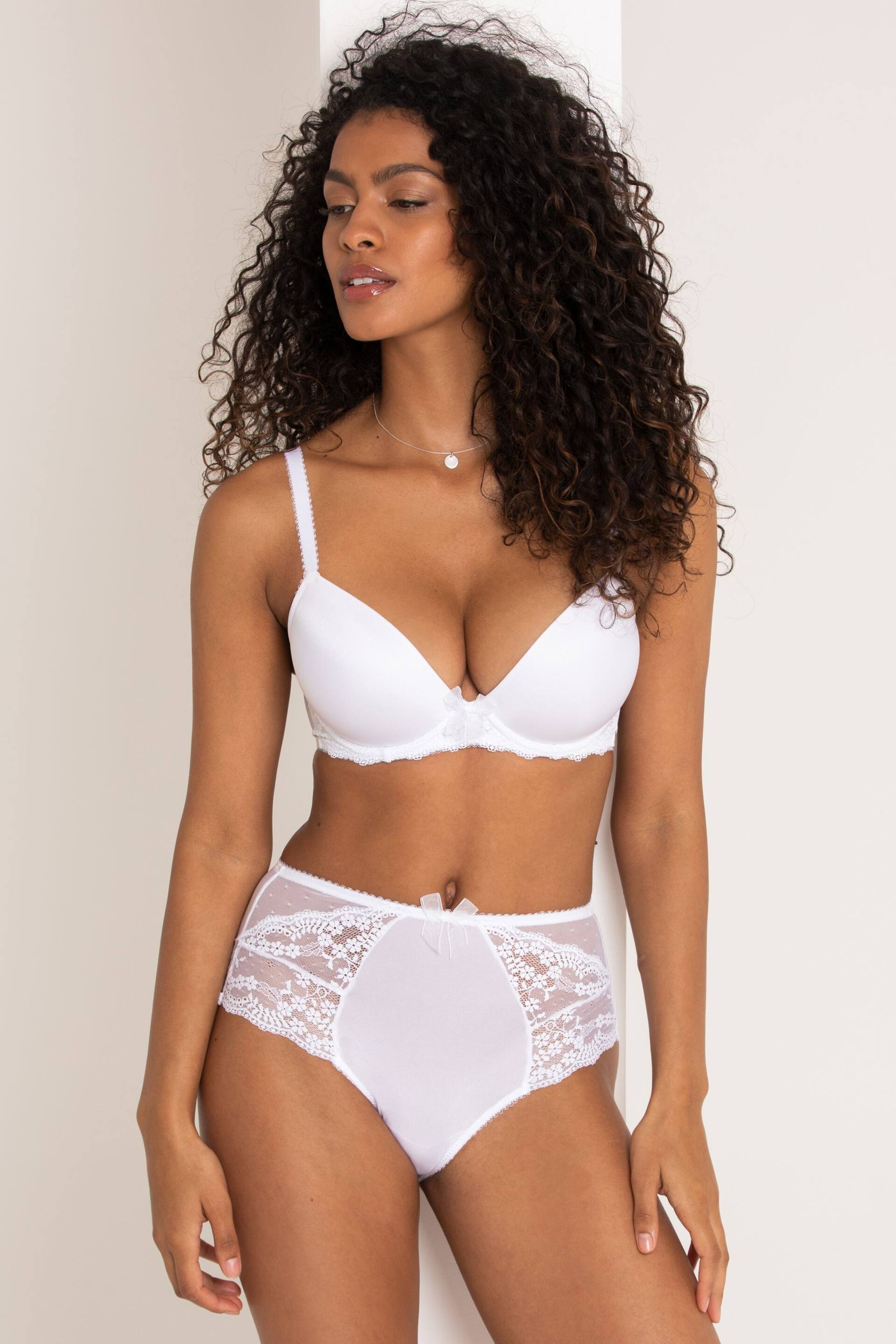 Pour Moi White Padded Flora Plunge Push Up T-Shirt Bra - Image 3 of 5