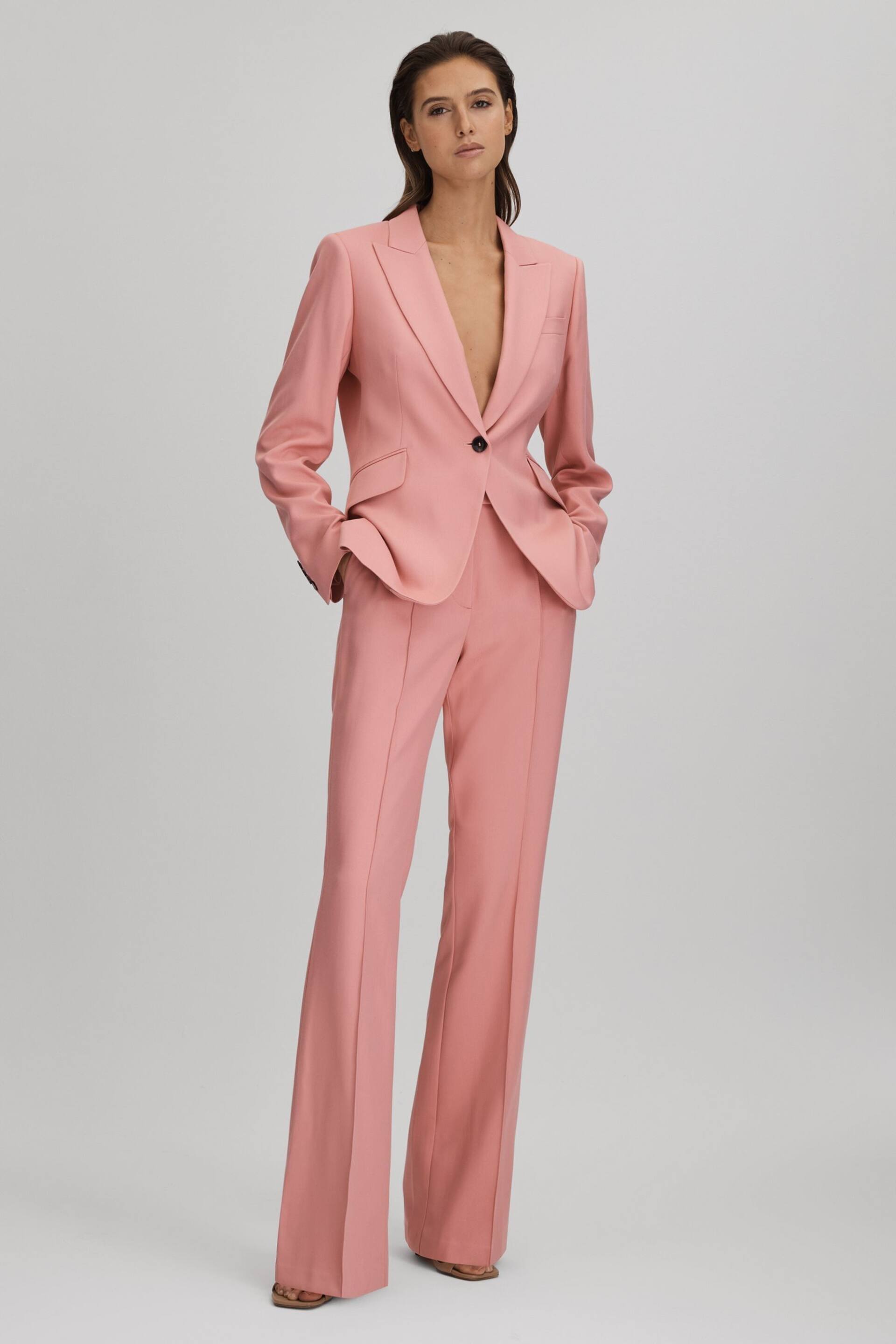 Reiss Pink Millie Tailored Single Breasted Suit Blazer - Image 3 of 7