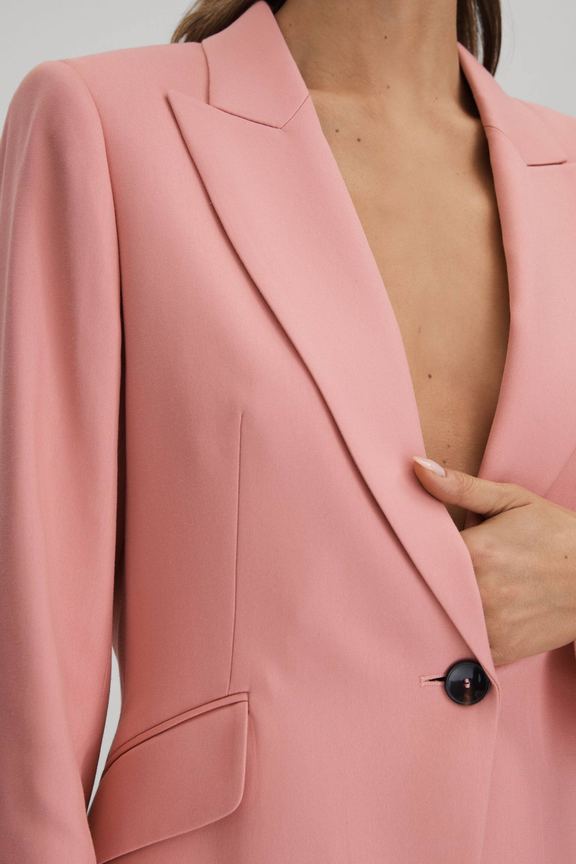 Reiss Pink Millie Tailored Single Breasted Suit Blazer - Image 4 of 7