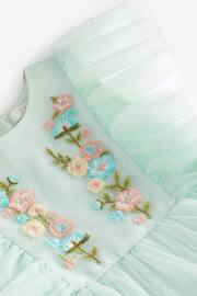 Pale Blue Embroidered Mesh Party Dress (3mths-10yrs) - Image 3 of 8