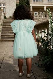 Pale Blue Embroidered Mesh Party Dress (3mths-10yrs) - Image 4 of 8