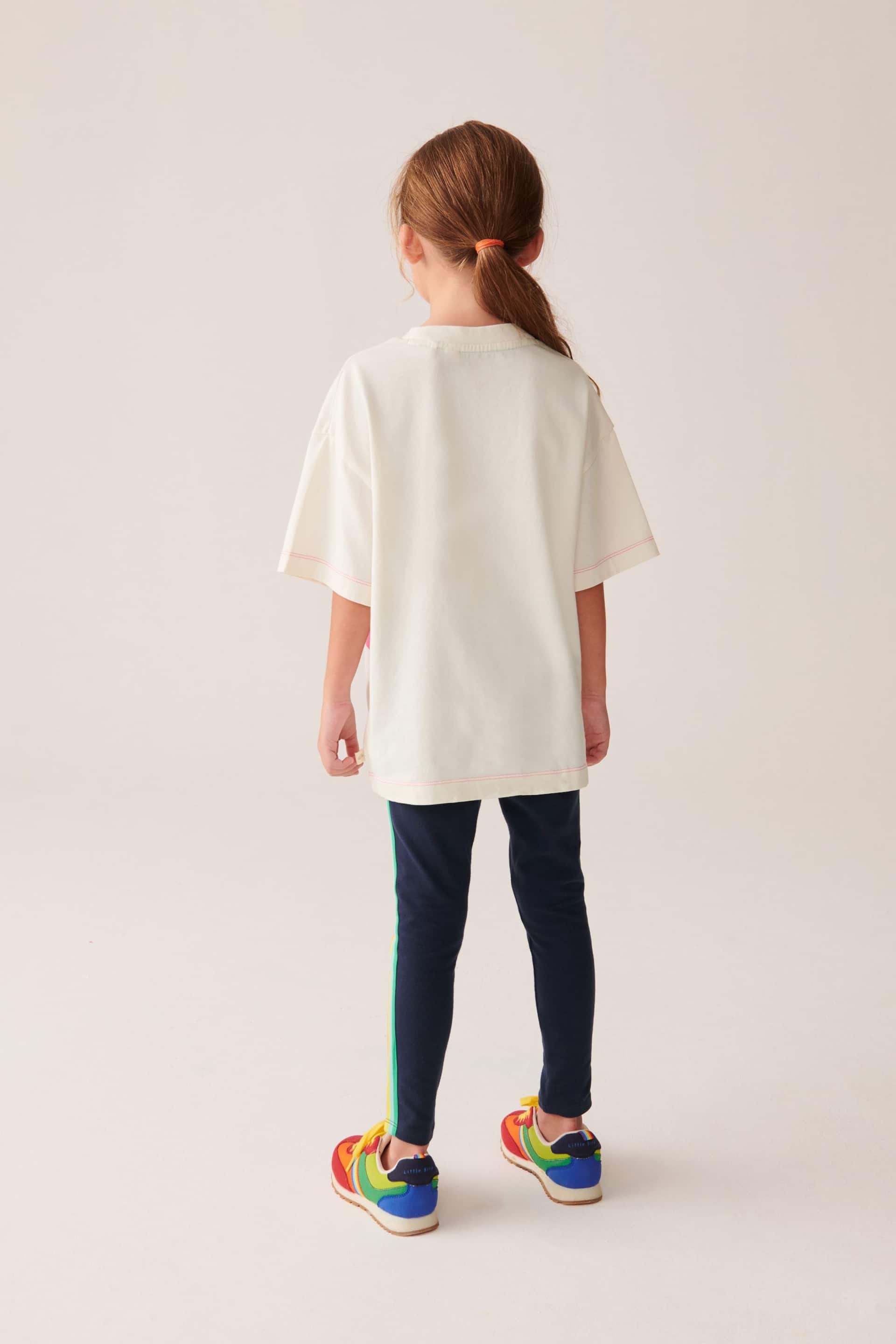 Little Bird by Jools Oliver Ecru/Navy Happy T-Shirt and Legging Set - Image 2 of 7