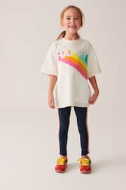 Little Bird by Jools Oliver Ecru/Navy Happy T-Shirt and Legging Set - Image 3 of 7