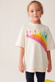 Little Bird by Jools Oliver Ecru/Navy Happy T-Shirt and Legging Set - Image 4 of 7
