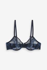 Navy Blue Non Pad Balcony Shell Embroidered Bra - Image 6 of 7