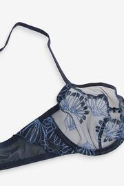 Navy Blue Non Pad Balcony Shell Embroidered Bra - Image 7 of 7