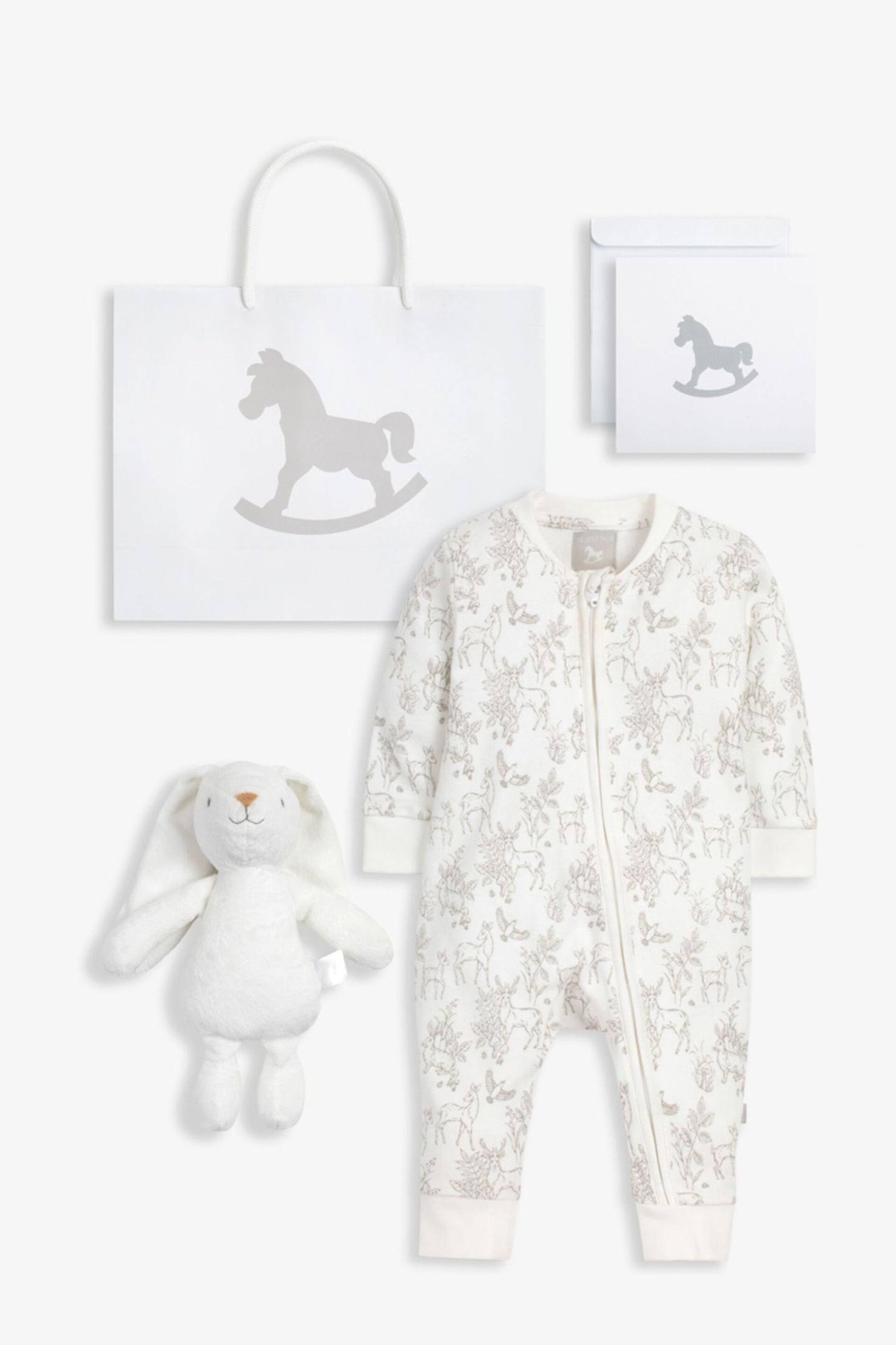 The Little Tailor Baby Sleepsuit And Toy Bunny 2 Piece Gift Set - Image 1 of 7