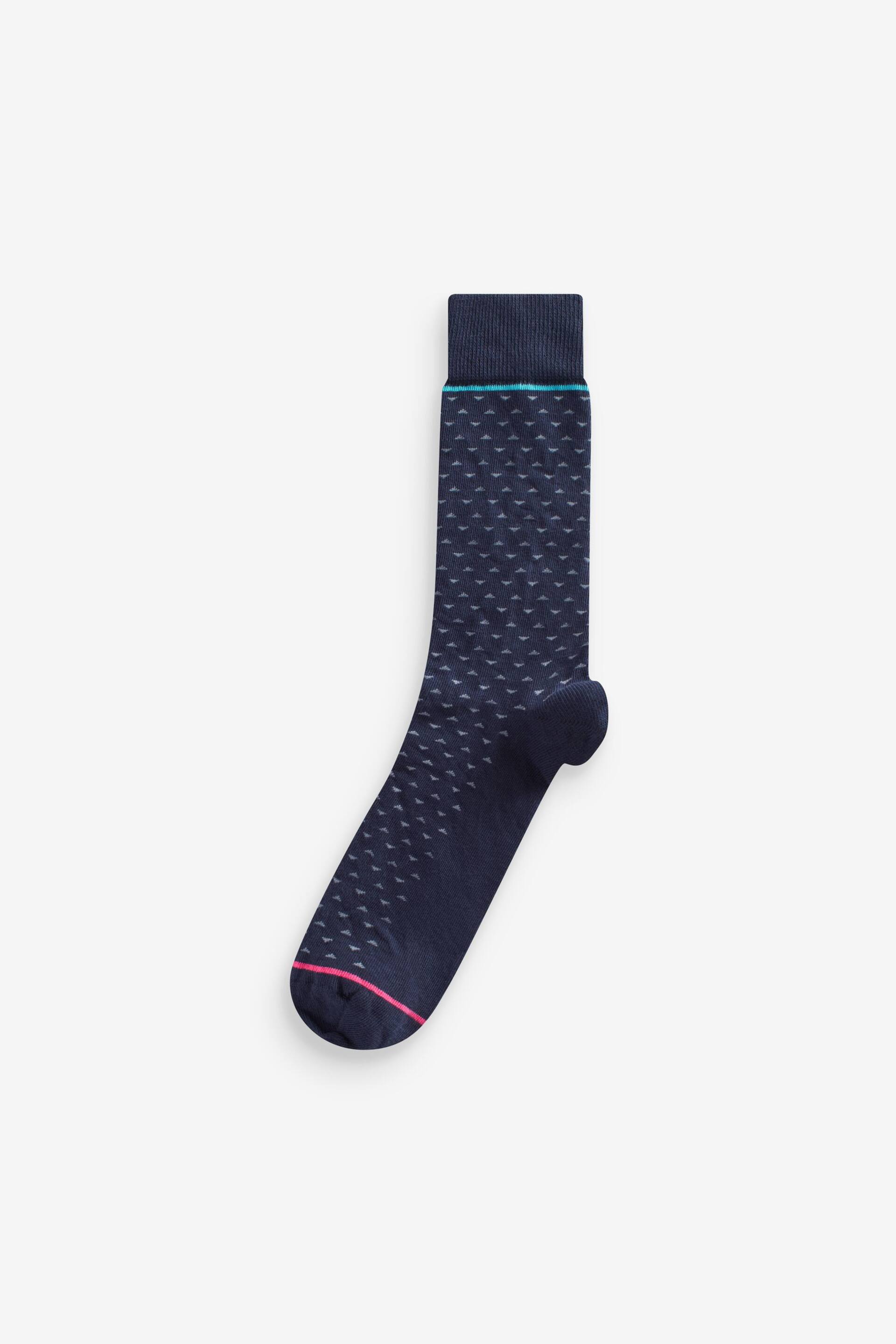 Navy Pattern Smart Socks 5 Pack - Image 2 of 7