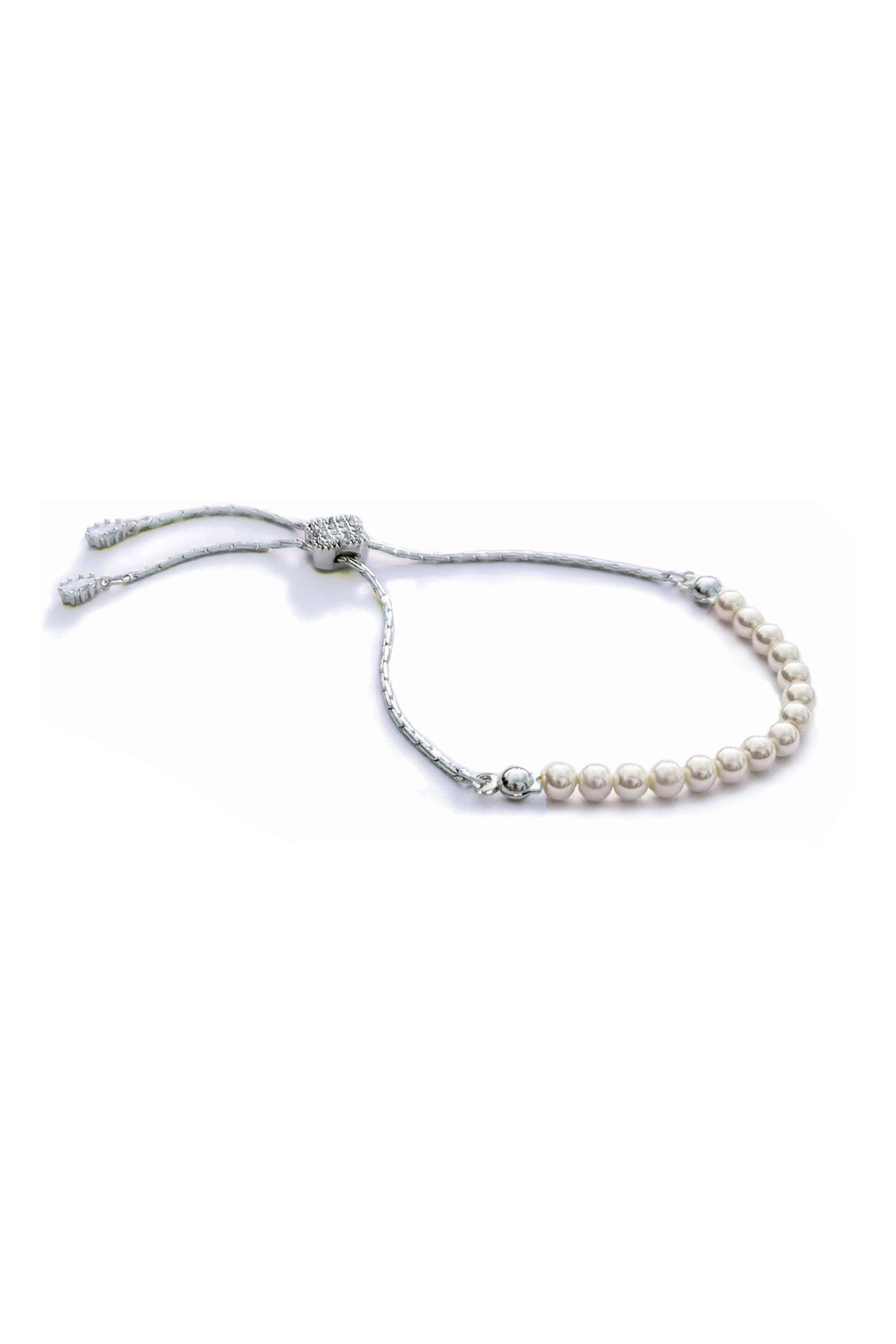 Ivory & Co Rhodium Carlisle And Pearl Dainty Toggle Bracelet - Image 1 of 5