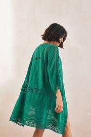 Green Crochet Longline Kimono Cover-Up - Image 3 of 6