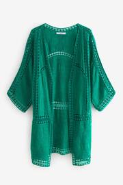 Green Crochet Longline Kimono Cover-Up - Image 5 of 6