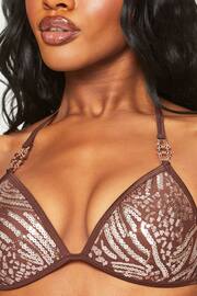 Ann Summers Sultry Heat Sequin Triangle Brown Bikini Top - Image 3 of 5