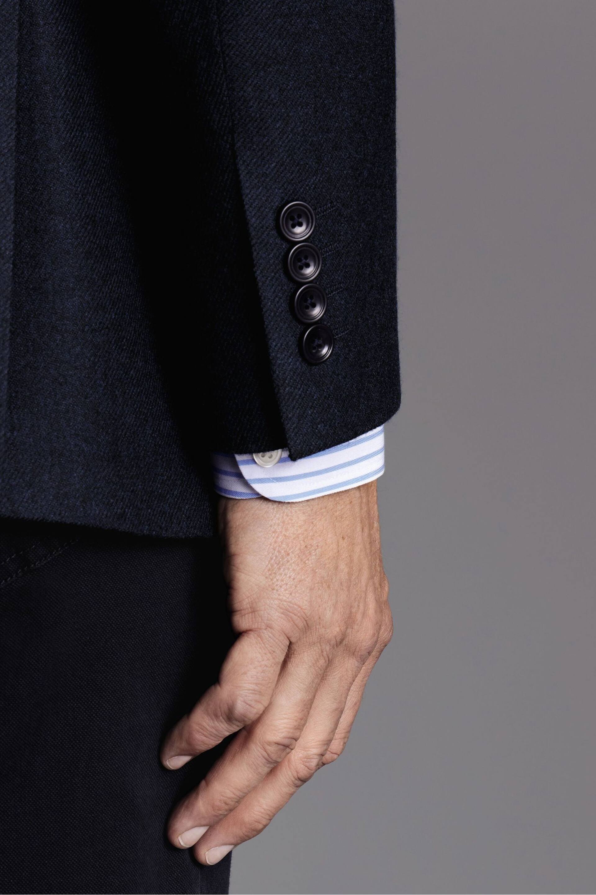 Charles Tyrwhitt Blue Slim Fit Twill Wool Jacket - Image 4 of 5