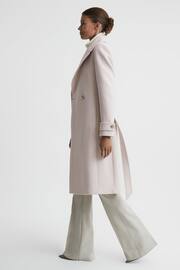 Reiss Neutral Tor Petite Relaxed Wool Blend Belted Coat - Image 6 of 7