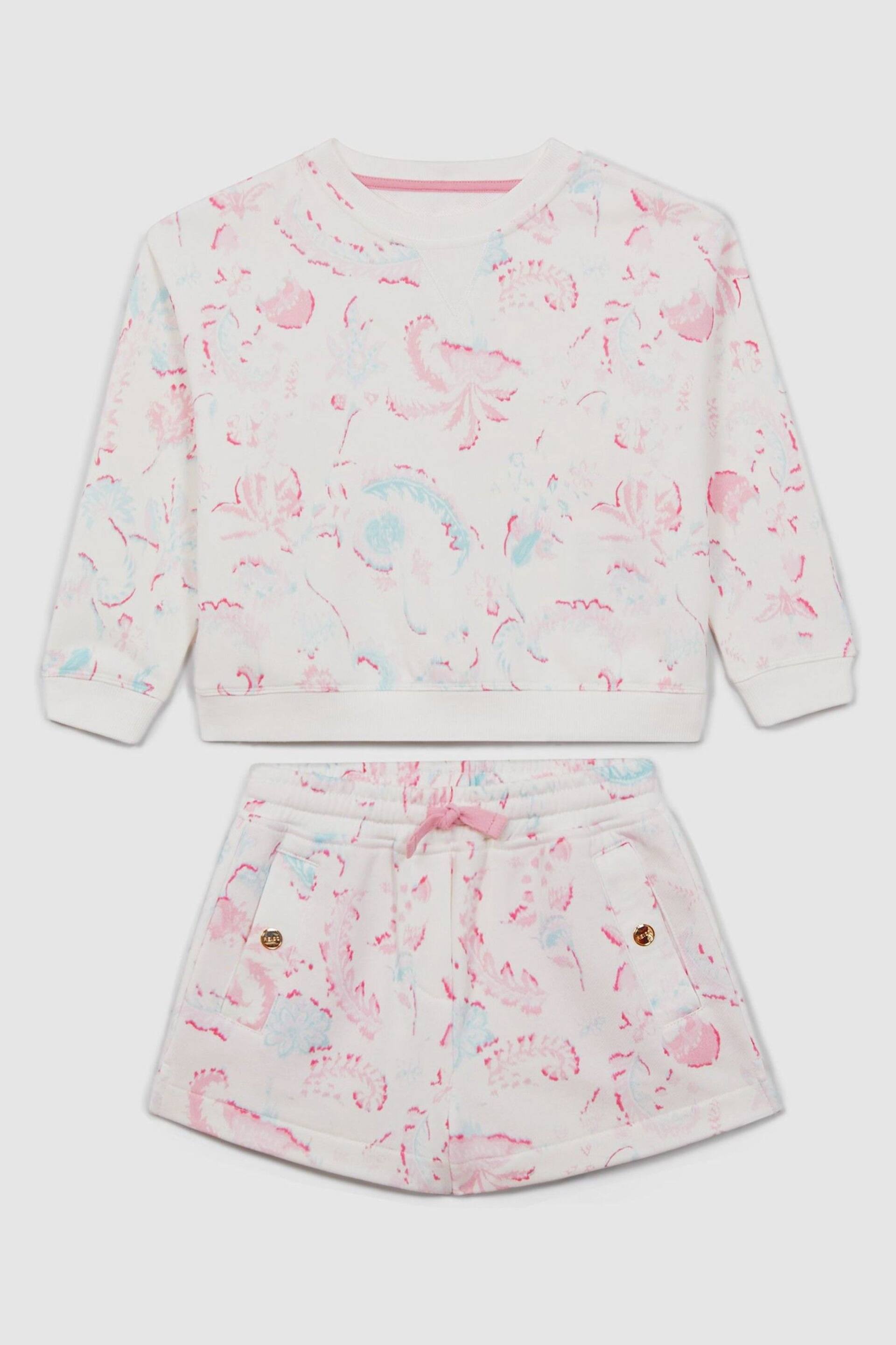 Reiss Pink Jessie Teen Crew Neck Jumper and Shorts Set - Image 2 of 7