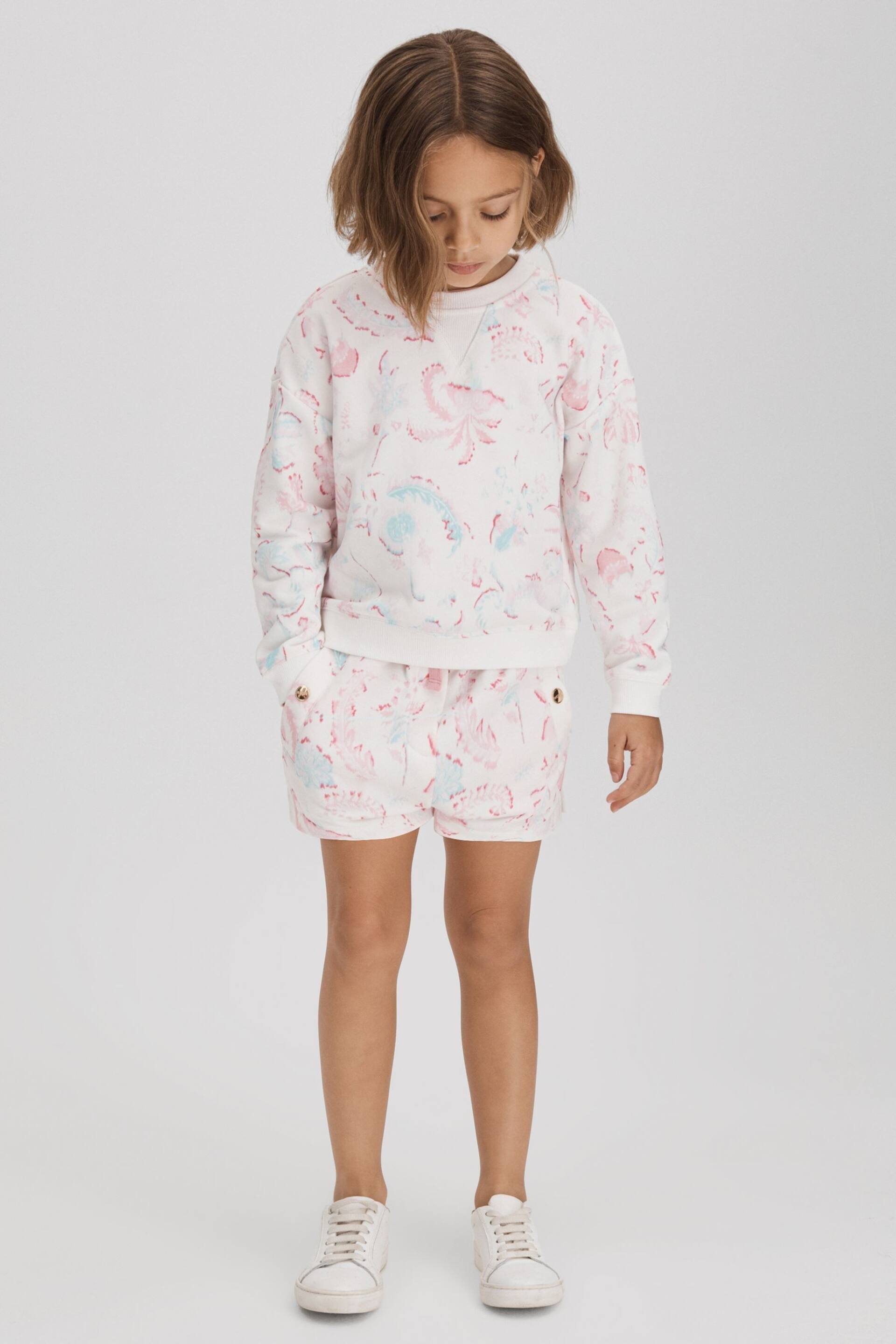 Reiss Pink Jessie Teen Crew Neck Jumper and Shorts Set - Image 3 of 7