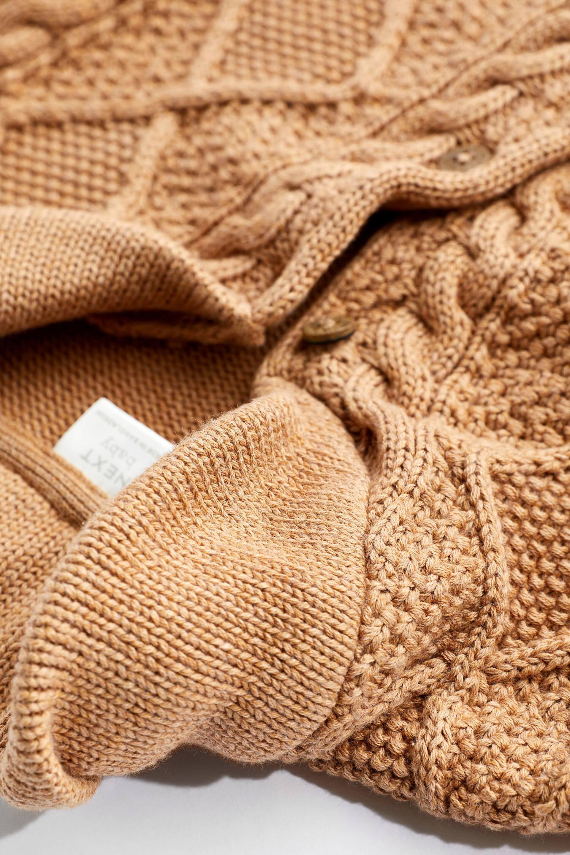 Tan Brown Cable Knitted Baby Cardigan (0mths-2yrs) - Image 5 of 7