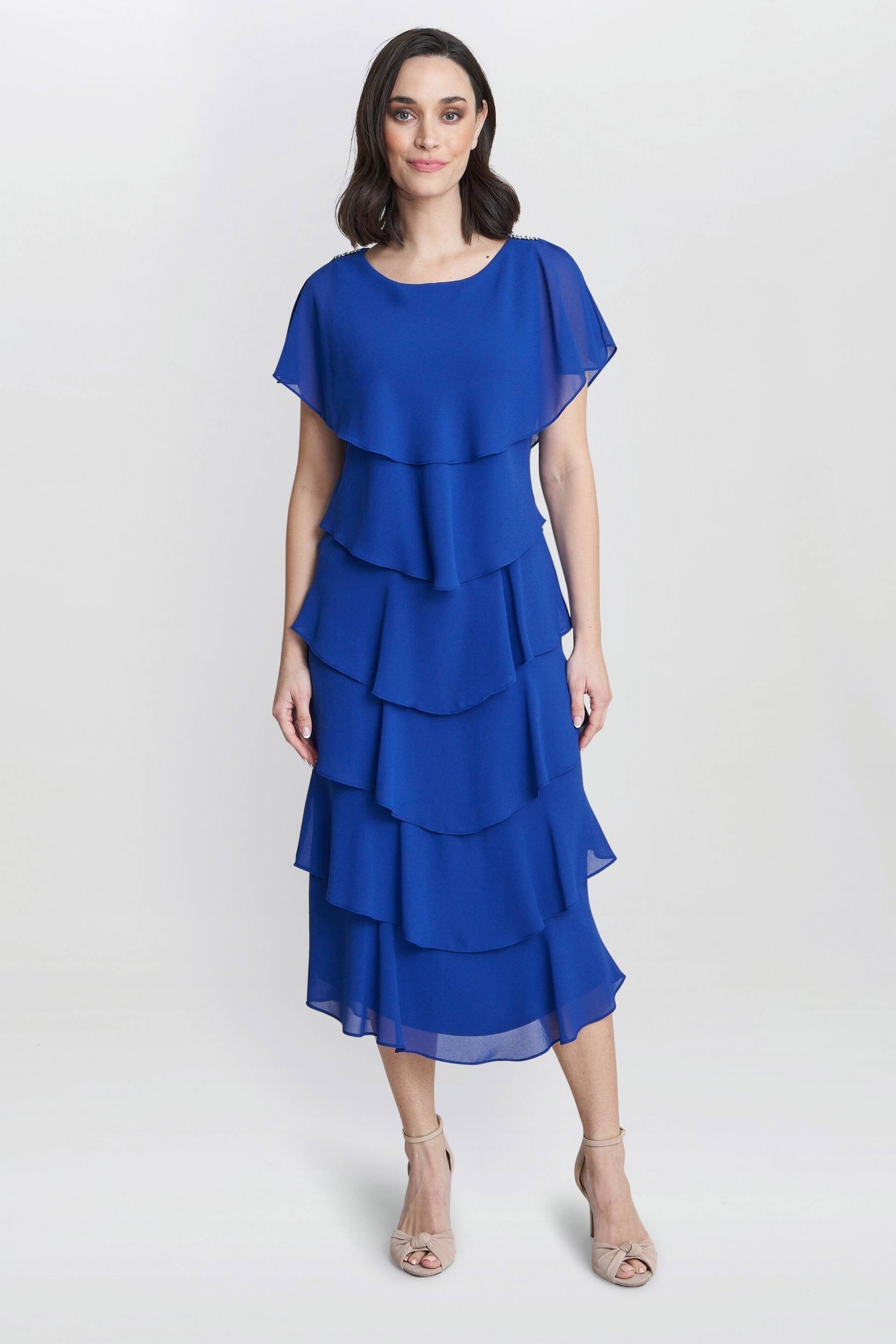 Tessa Midi Tiered Dress With Shoulder Trim - Image 3 of 4