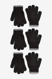 Black 3 Pack Touch Tip Magic Gloves (3-16yrs) - Image 1 of 2