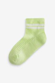 Purple, White and Green 4 Pack Cotton Rich Cushioned Footbed Low Cropped Ribbed Socks - Image 4 of 5