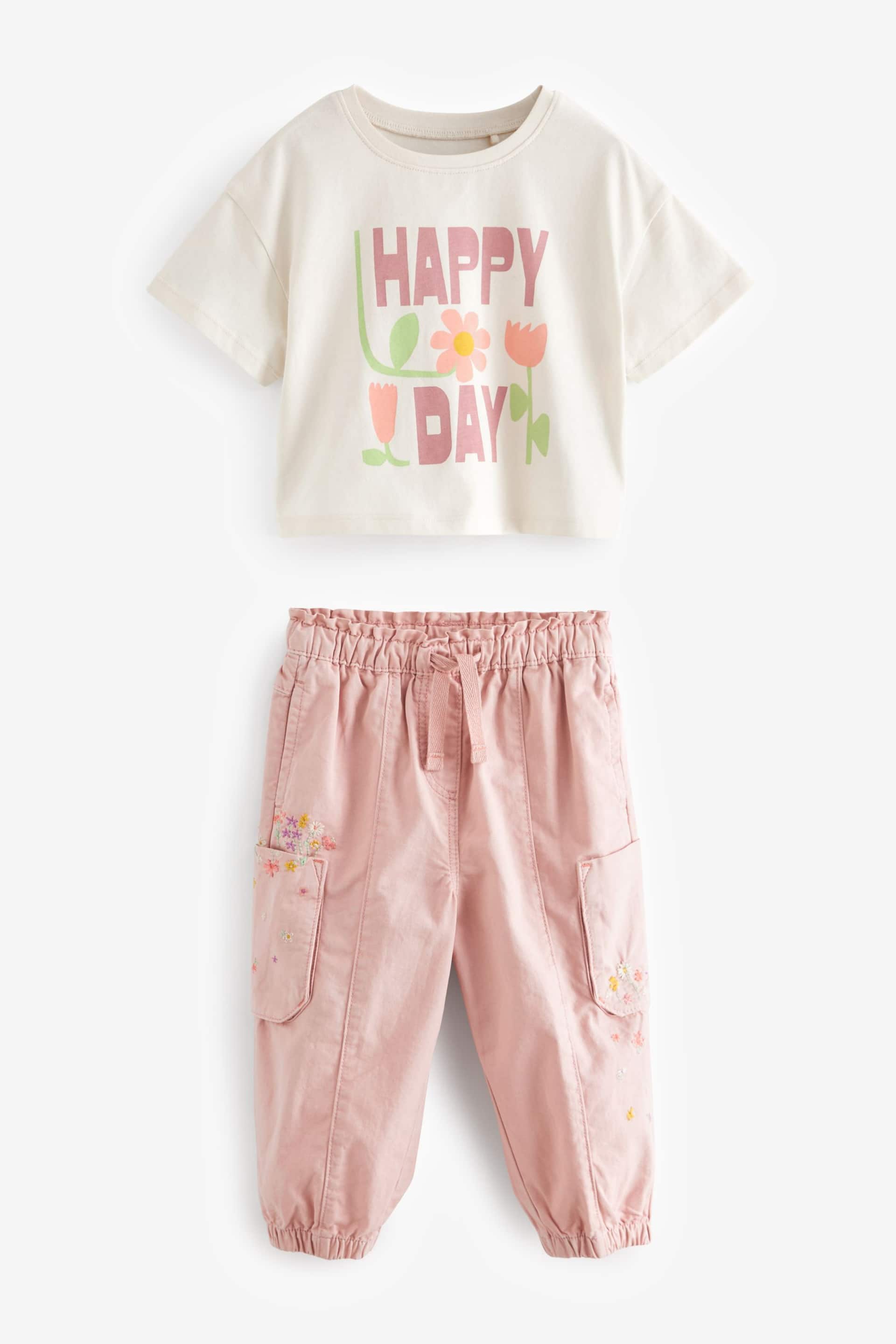 Pink Cargo Trousers and T-Shirt Set (3mths-7yrs) - Image 5 of 9