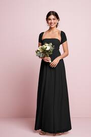 Black Mesh Multiway Bridesmaid Wedding Maxi Dress - Image 1 of 9