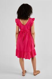 JoJo Maman Bébé Pink Linen Blend Frill Sleeve Maternity Dress - Image 2 of 4