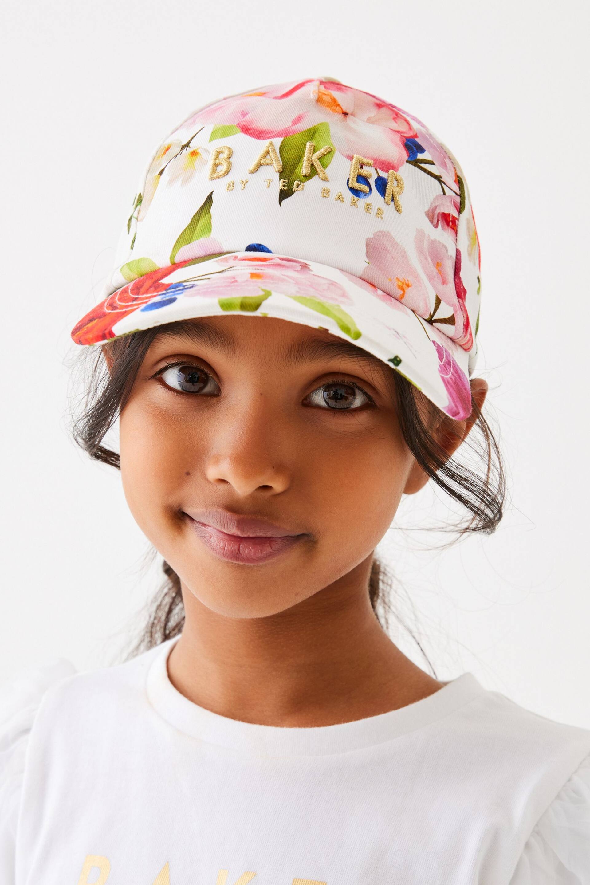 Baker by Ted Baker Girls Floral Twill Embroidered Baseball Cap - Image 4 of 6
