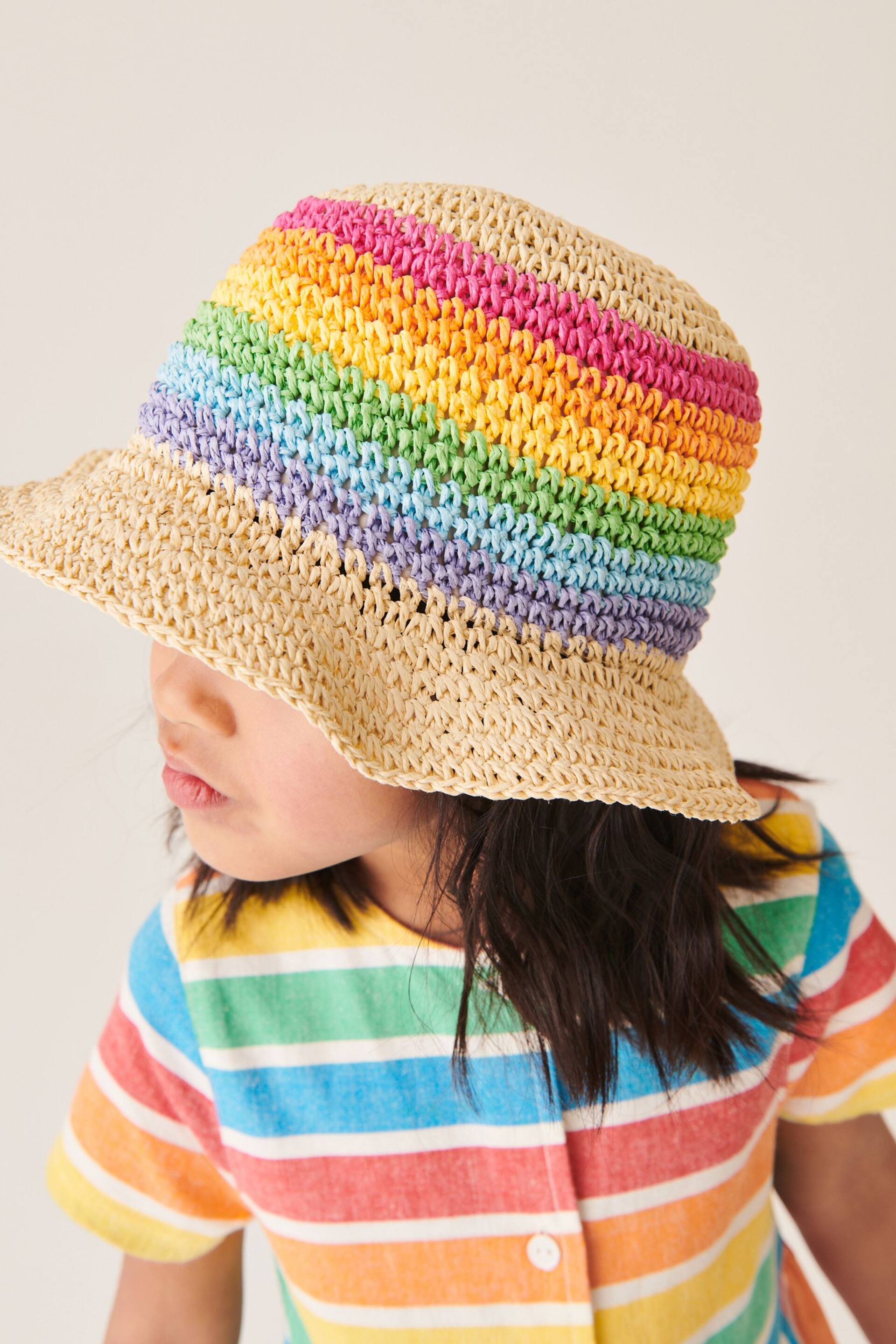 Little Bird by Jools Oliver Multi Rainbow Straw Hat - Image 2 of 6