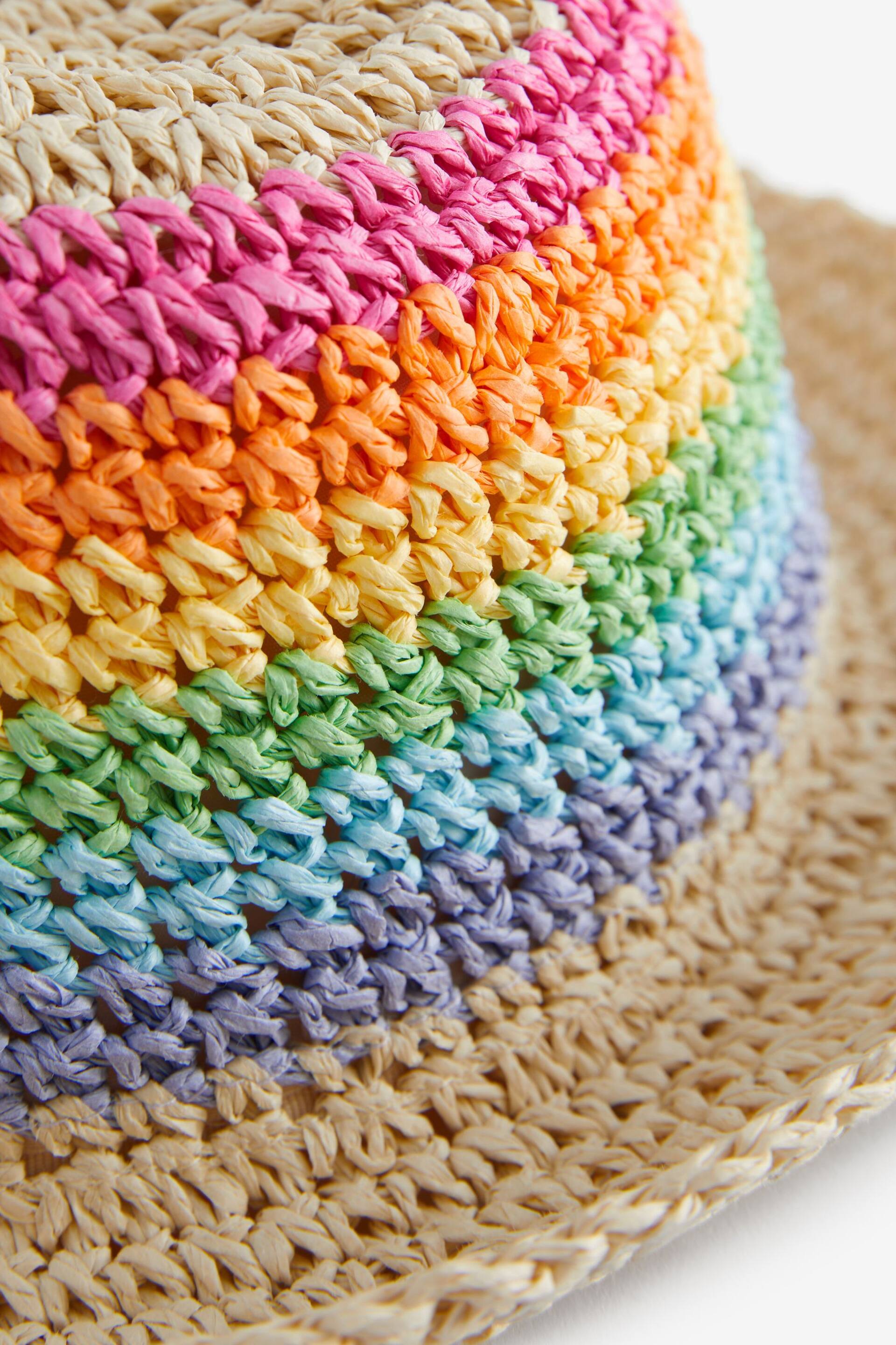 Little Bird by Jools Oliver Multi Rainbow Straw Hat - Image 6 of 6