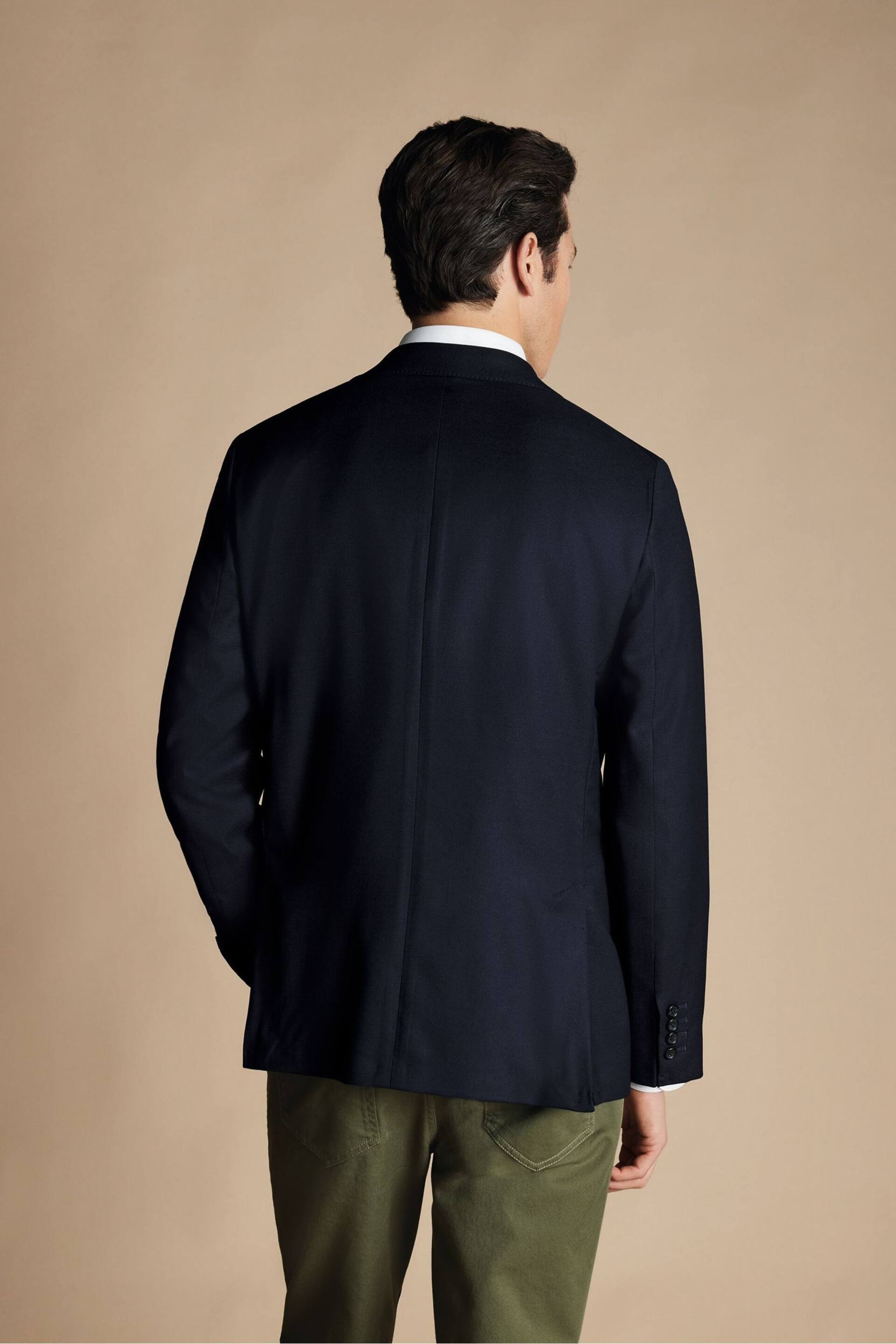 Charles Tyrwhitt Blue Slim Fit Luxury Italian Hopsack Jacket - Image 2 of 5