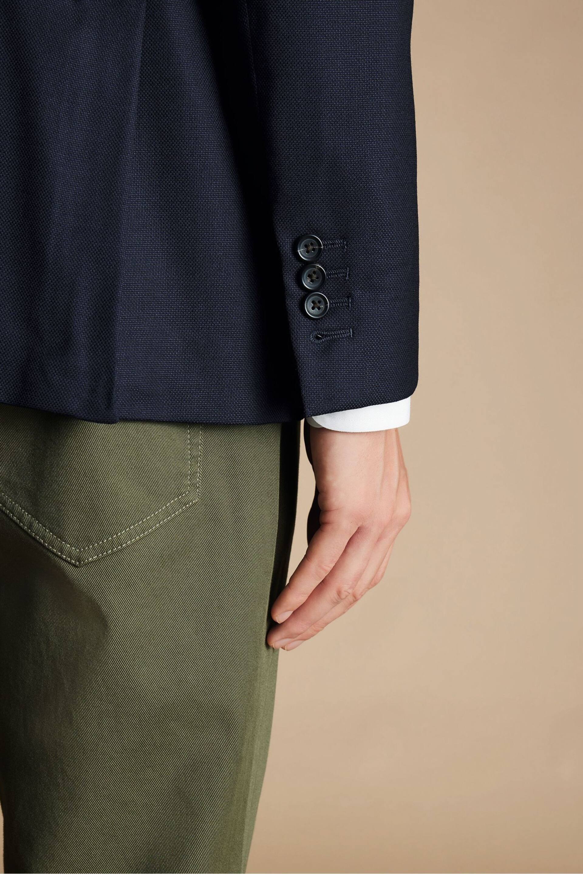 Charles Tyrwhitt Blue Slim Fit Luxury Italian Hopsack Jacket - Image 4 of 5