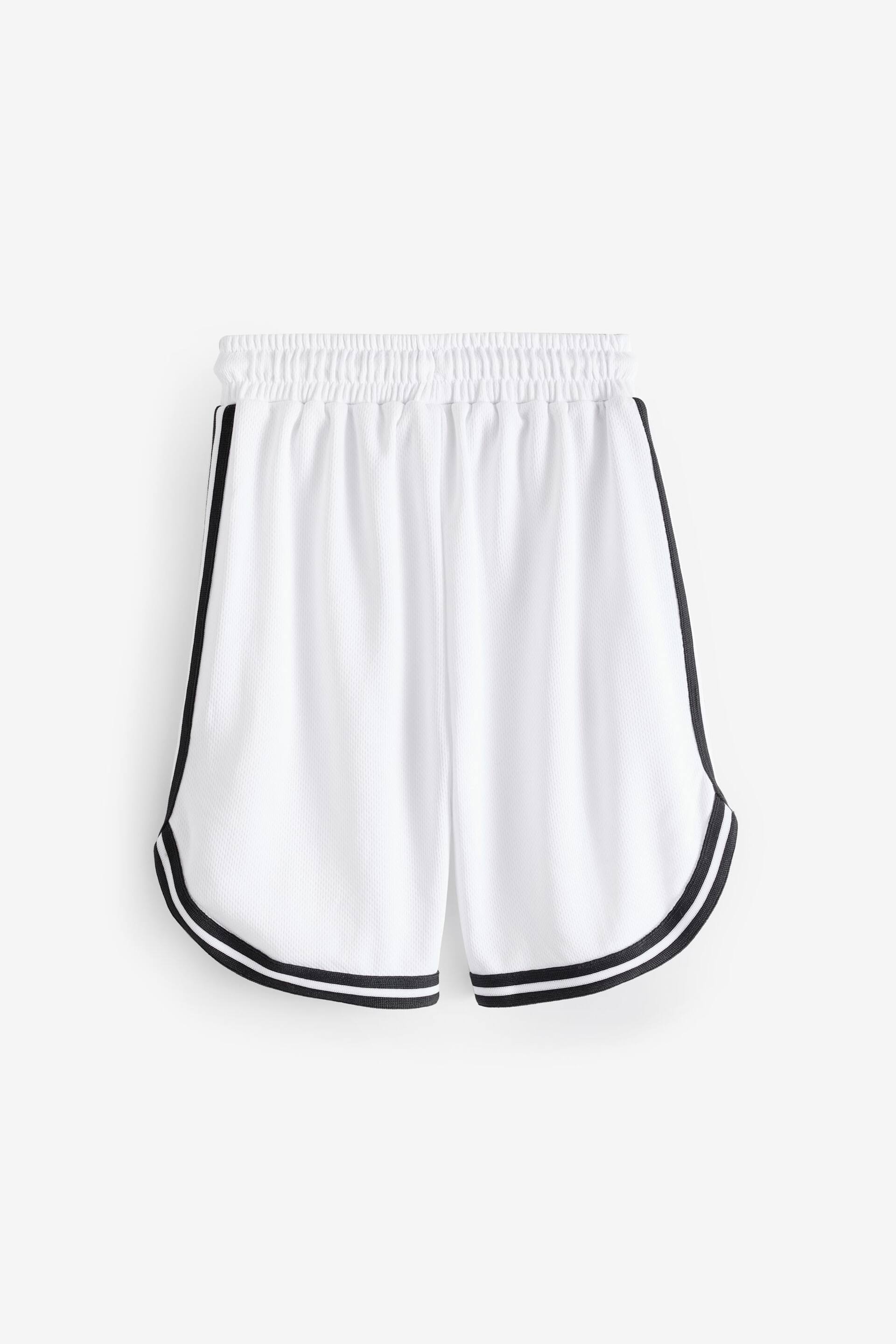 White Mesh Basketball Style Shorts (3-16yrs) - Image 2 of 4