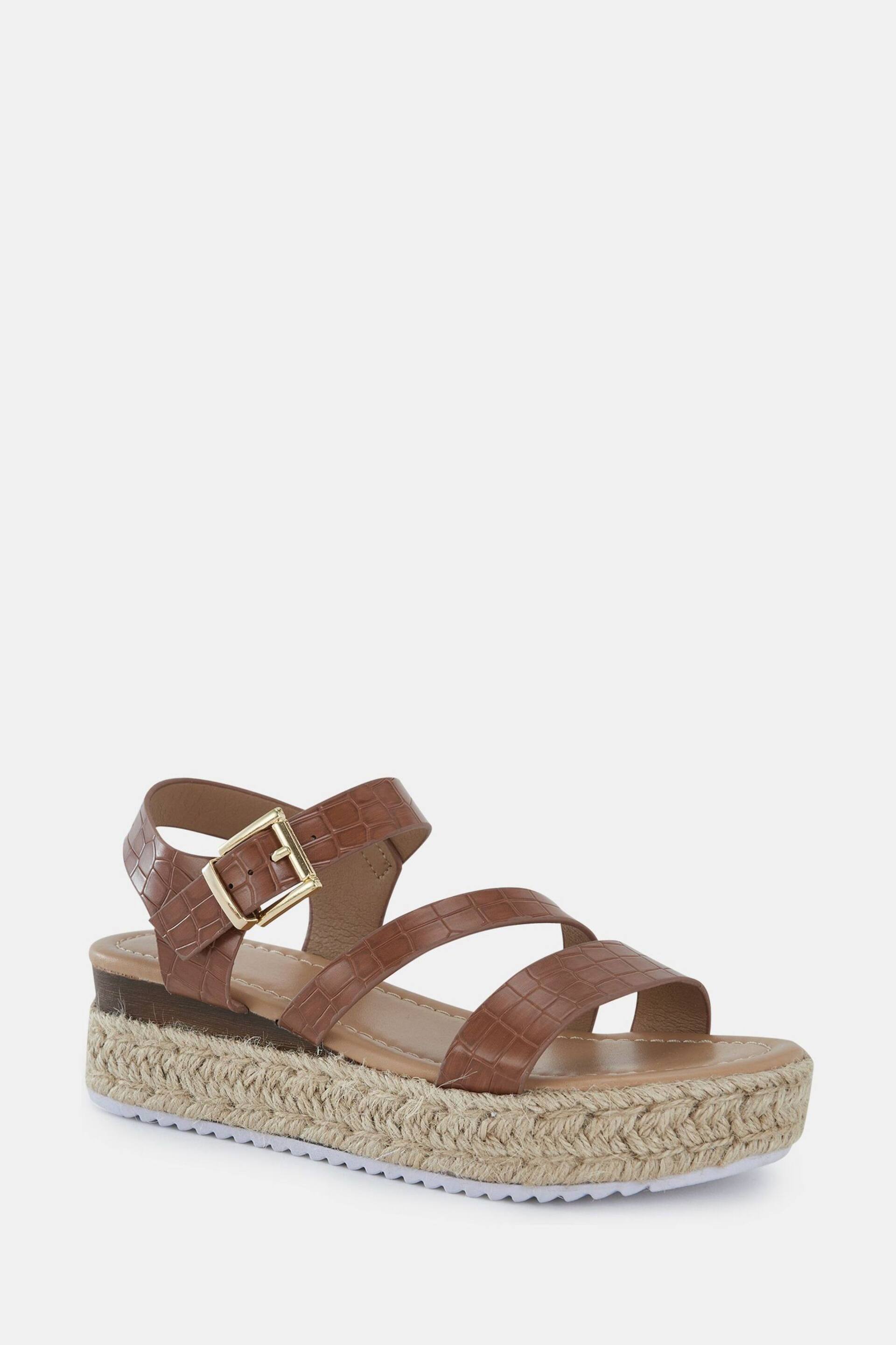 Novo Brown Regular Fit SIMBA Espadrille Strappy Sandals - Image 3 of 6